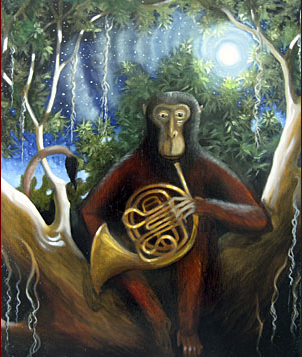 Monkey Playing French Horn